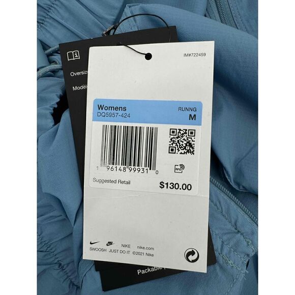 NWT Nike DQ5957-424 Blue Packable Windbreaker Jacket Zip Reflective Run Division - Picture 3 of 8
